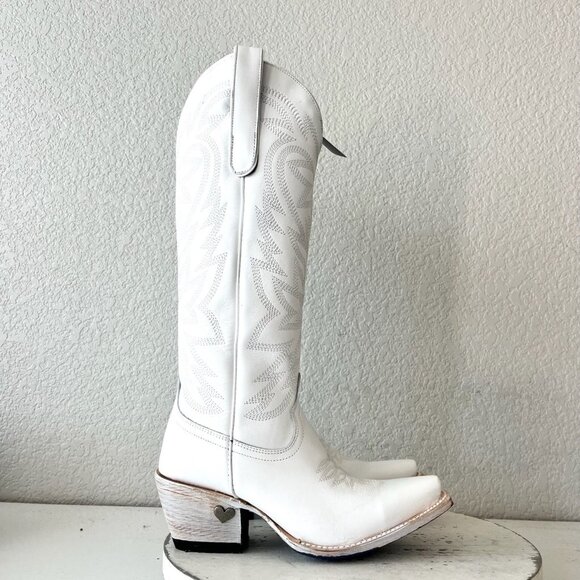 Lane MEGAN MORONEY Smokeshow Womens Cowboy Boots 5 White Western Cowgirl Tall - Picture 2 of 12